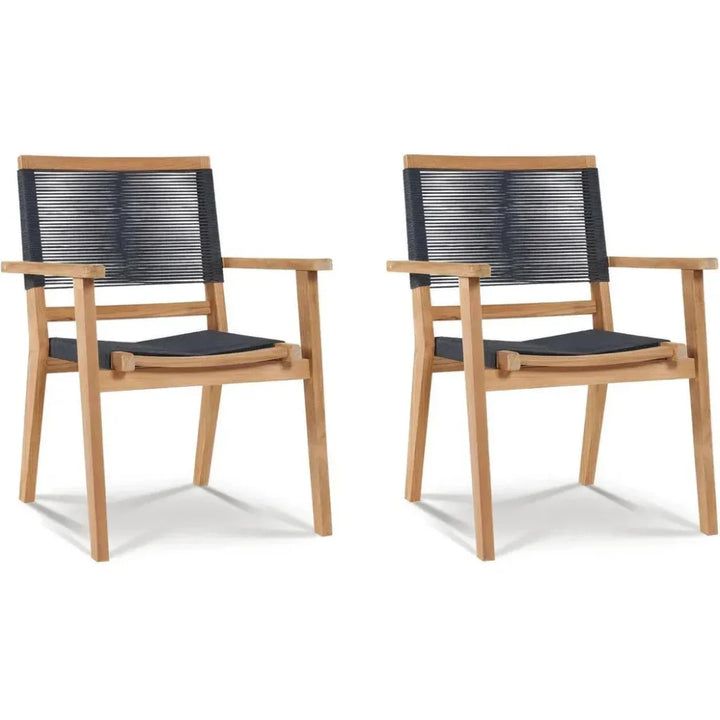 Oslo Teak Outdoor Stacking Armchair 2PC-Outdoor Dining Chairs-HiTeak-LOOMLAN