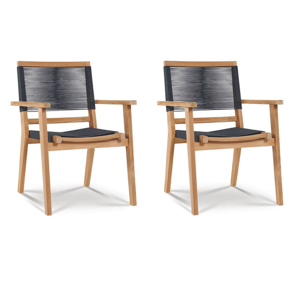 Oslo Teak Outdoor Stacking Armchair (Set of 2)-Outdoor Dining Chairs-HiTeak-LOOMLAN
