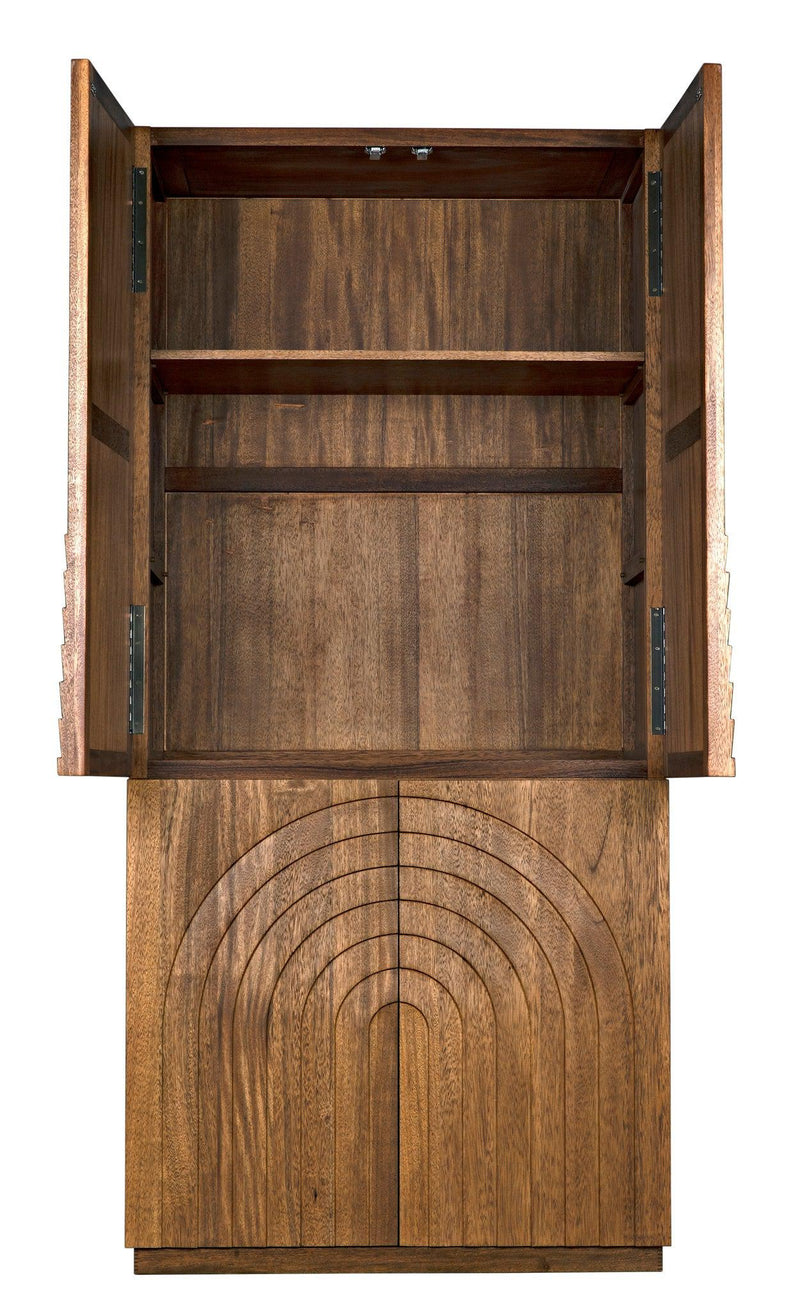 Otto Hutch Walnut Tall Bookcase Cabinet-Bookcases-Noir-LOOMLAN