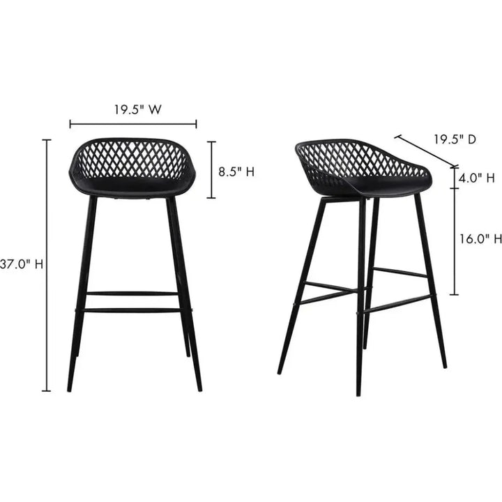 Outdoor Barstool Black Set (Bar Height)-Outdoor Bar Stools-Moe's Home-LOOMLAN
