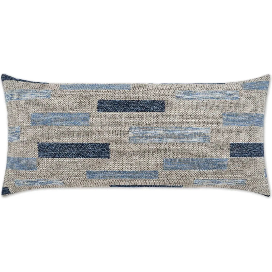 Outdoor Blockweave Lumbar Pillow - Indigo