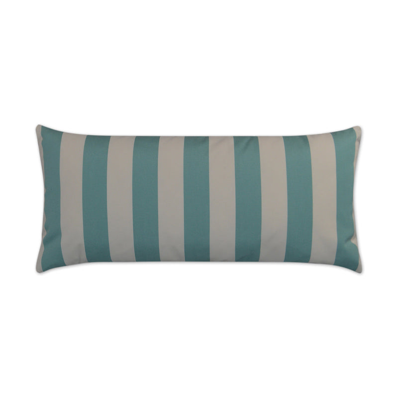 Outdoor Café Stripe Lumbar Pillow - Aqua-Outdoor Pillows-D.V. KAP-LOOMLAN