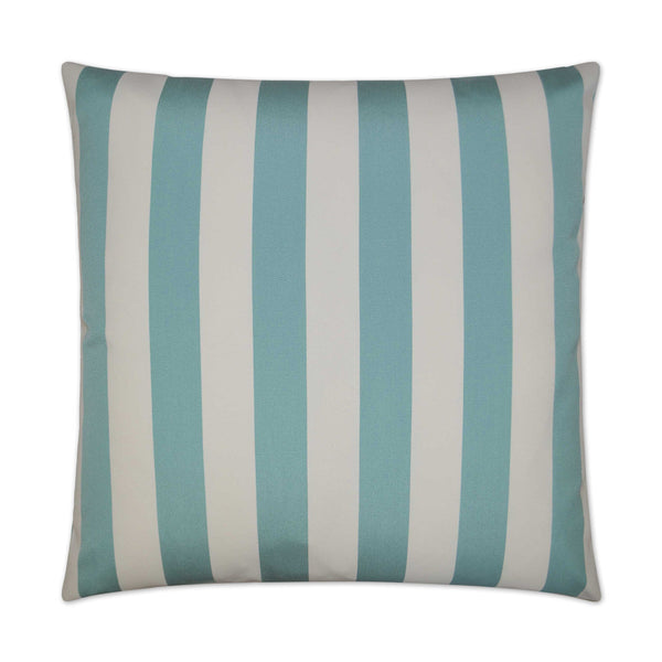 Outdoor Café Stripe Pillow - Aqua-Outdoor Pillows-D.V. KAP-LOOMLAN