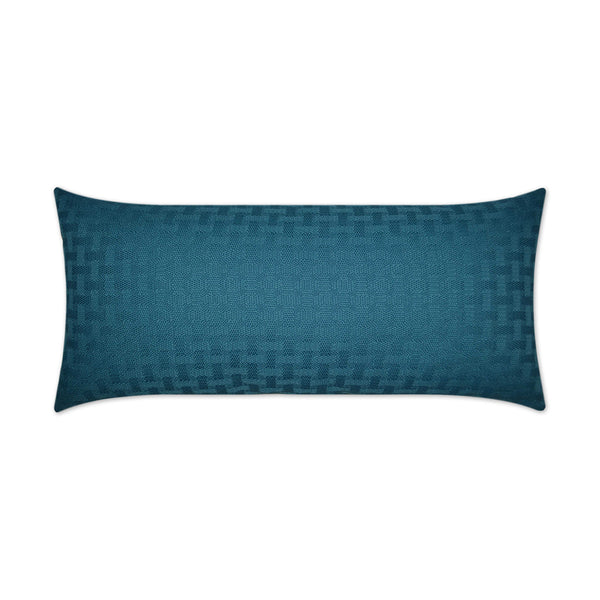 Outdoor Carmel Weave Lumbar Pillow - Turquoise-Outdoor Pillows-D.V. KAP-LOOMLAN