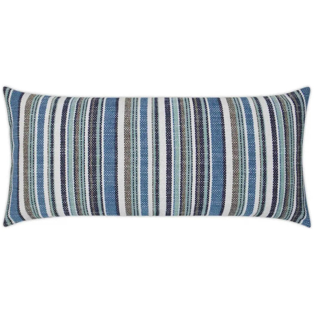 Outdoor Fancy Stripe Lumbar Pillow - Navy