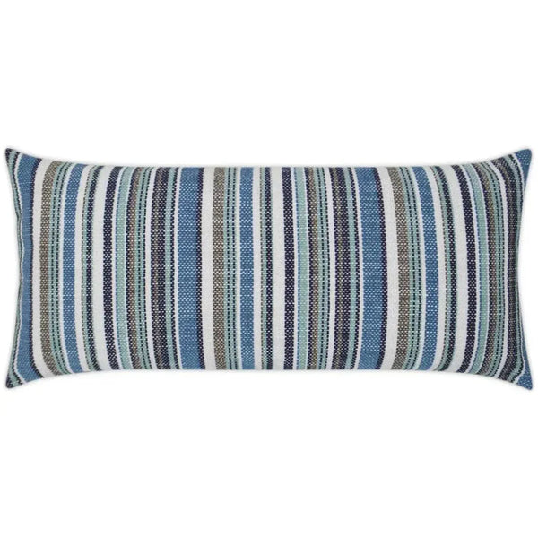 Outdoor Fancy Stripe Lumbar Pillow - Navy-Outdoor Pillows-D.V. Kap-LOOMLAN