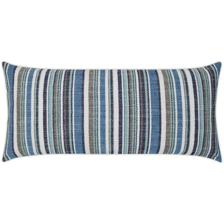 Outdoor Fancy Stripe Lumbar Pillow - Navy-Outdoor Pillows-D.V. Kap-LOOMLAN