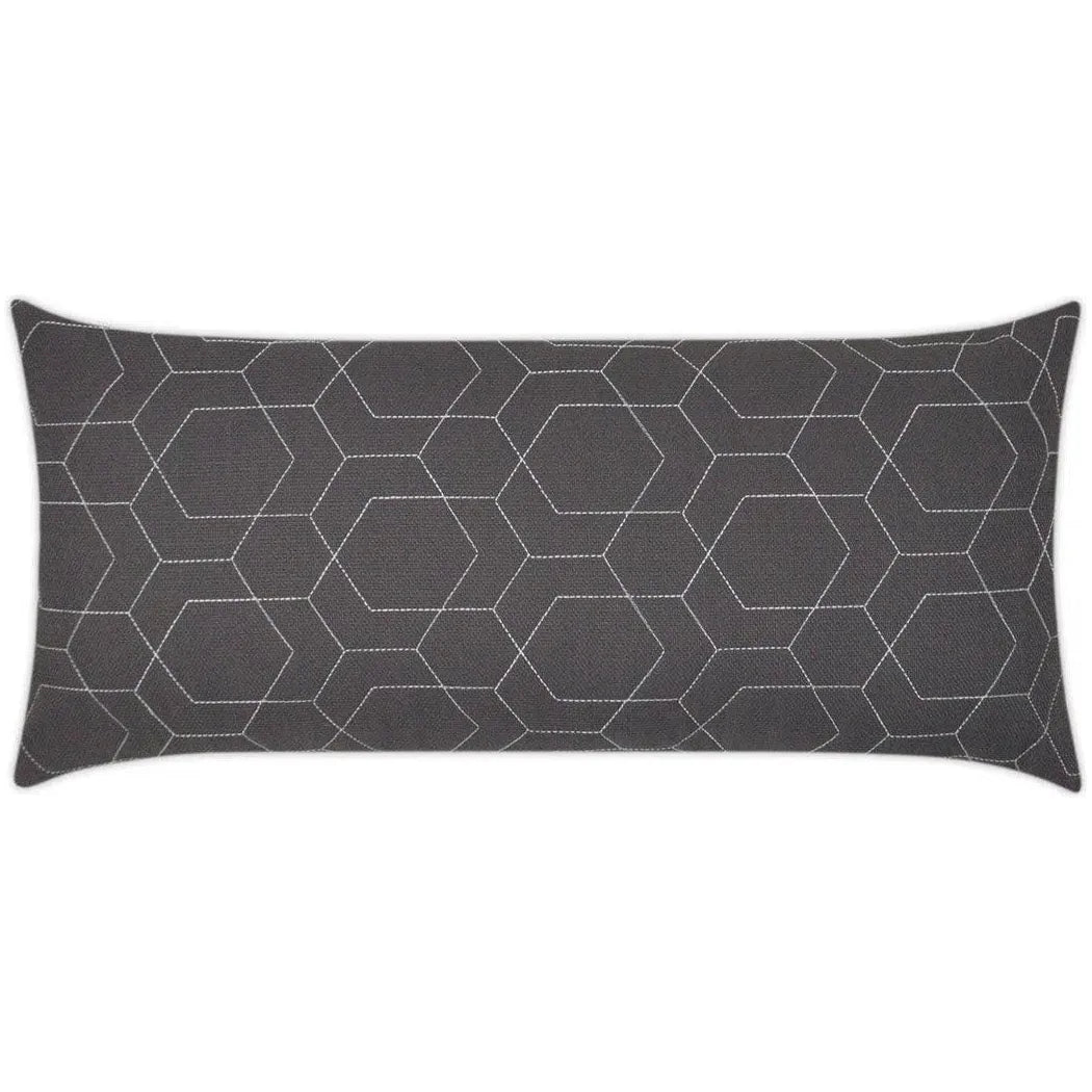 Outdoor Hex Quilt Lumbar Pillow - Grey