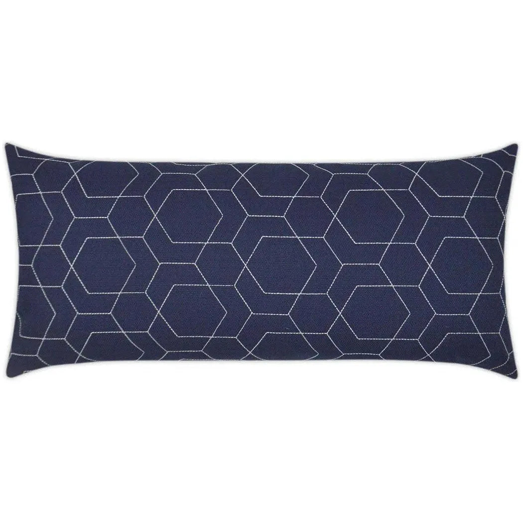 Outdoor Hex Quilt Lumbar Pillow - Navy