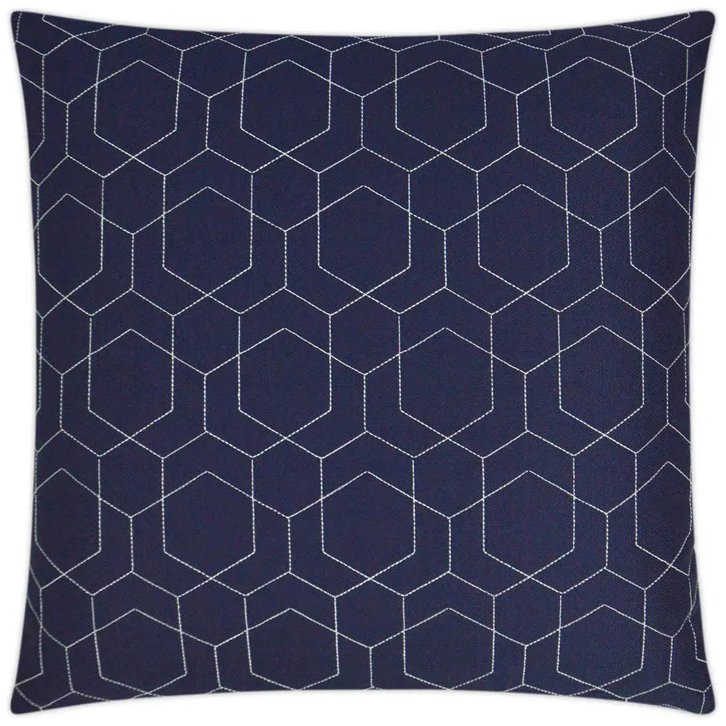 Outdoor Hex Quilt Pillow - Navy