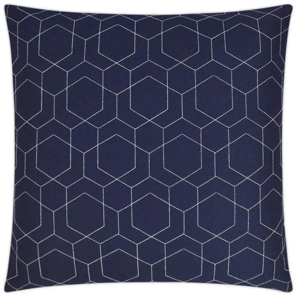 Outdoor Hex Quilt Pillow - Navy-Outdoor Pillows-D.V. Kap-LOOMLAN