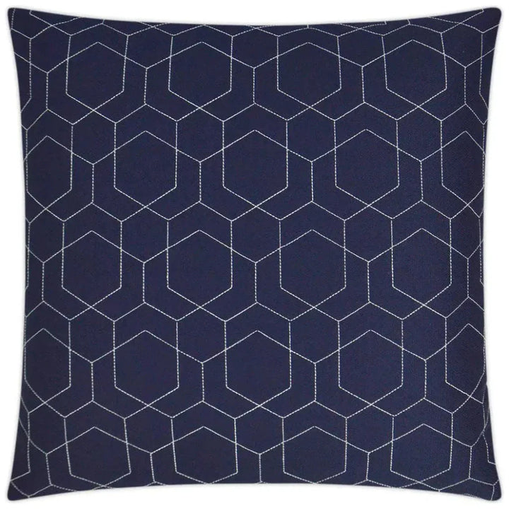 Outdoor Hex Quilt Pillow - Navy-Outdoor Pillows-D.V. Kap-LOOMLAN