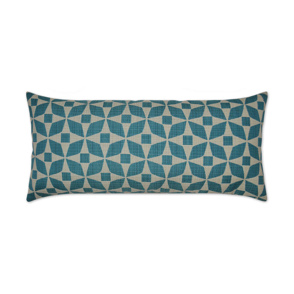 Outdoor Marquee Lumbar Pillow - Turquoise-Outdoor Pillows-D.V. KAP-LOOMLAN