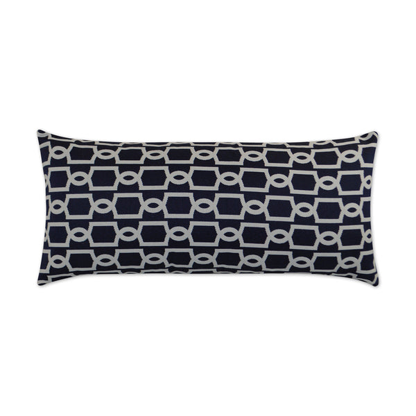 Outdoor Ocean Gate Lumbar Pillow - Navy-Outdoor Pillows-D.V. KAP-LOOMLAN