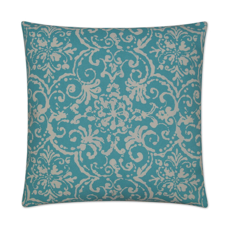 Outdoor Print Affair Pillow - Turquoise-Outdoor Pillows-D.V. KAP-LOOMLAN