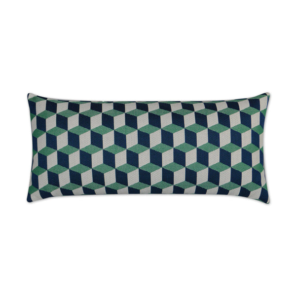 Outdoor Puzzle Lumbar Pillow - Emerald-Outdoor Pillows-D.V. KAP-LOOMLAN