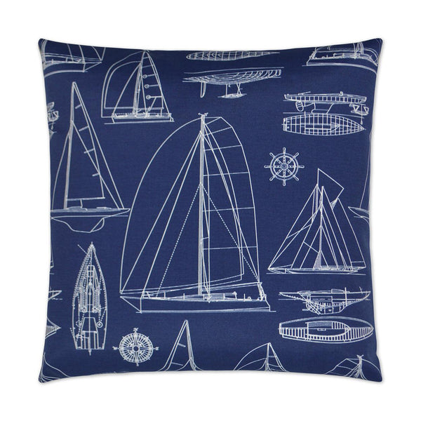 Outdoor Sailing Pillow - Navy-Outdoor Pillows-D.V. KAP-LOOMLAN