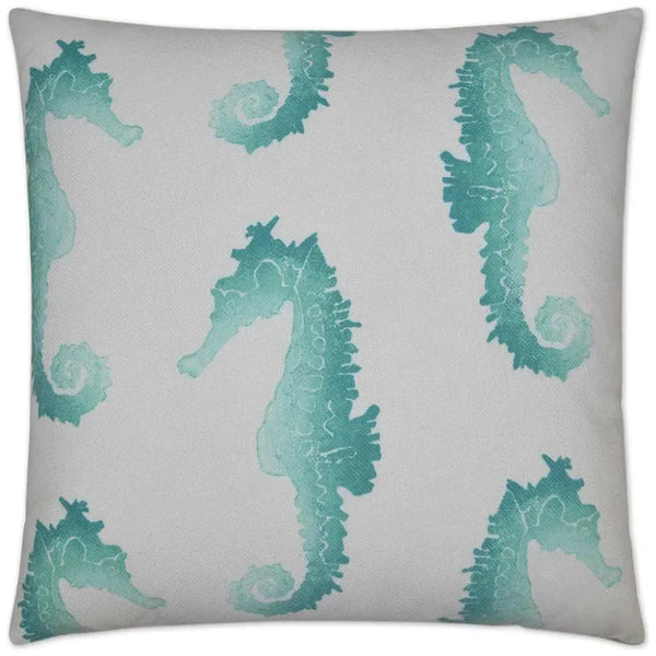 Outdoor Seahorse Pillow - Turquoise-Outdoor Pillows-D.V. Kap-LOOMLAN