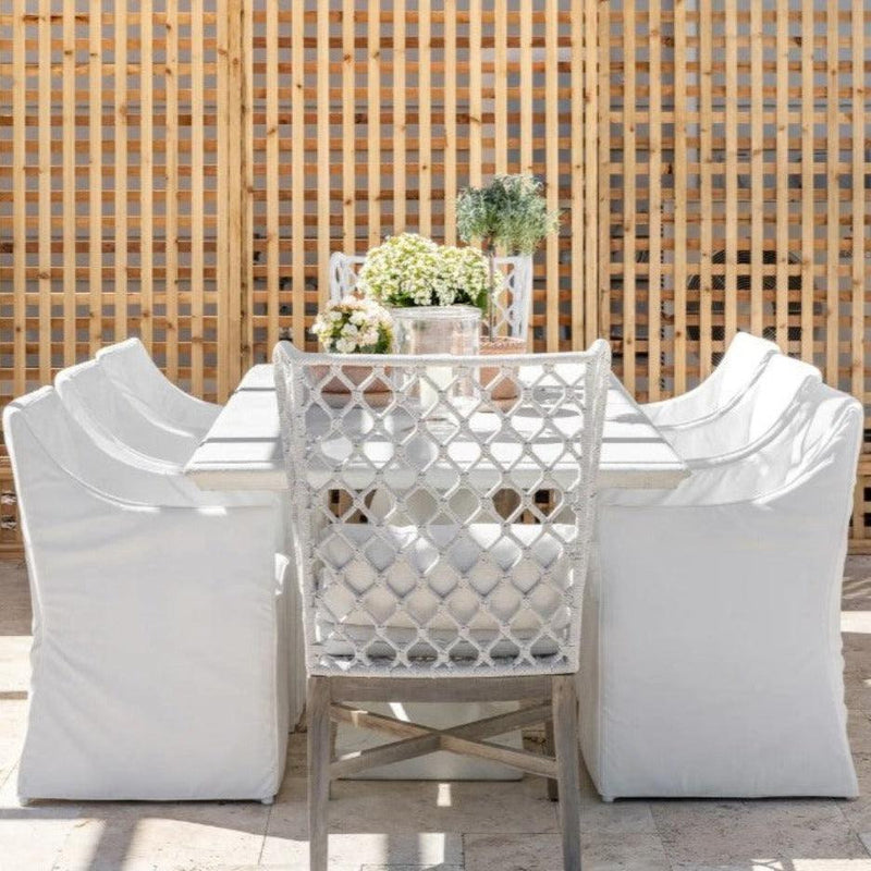Outdoor Slipcover White Dining Armchair Performance Fabric Outdoor Dining Chairs LOOMLAN By Artesia