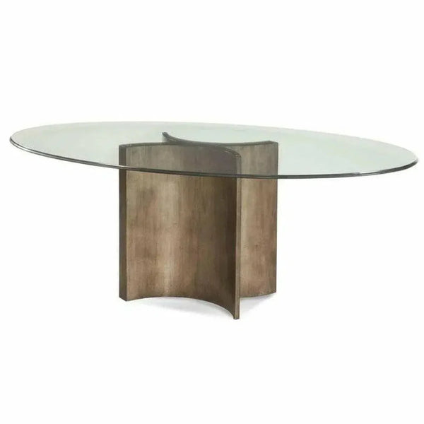 Oval Glass Bronzed Base Dining Table-Dining Tables-Bassett Mirror-LOOMLAN