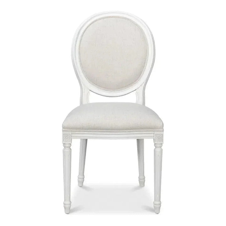 Oval Wood White Armless Side Chair 2PC - LOOMLAN - Sarreid - Accent Chairs