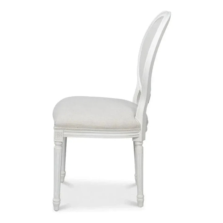 Oval Wood White Armless Side Chair 2PC - LOOMLAN - Sarreid - Accent Chairs