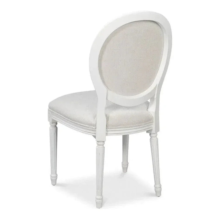 Oval Wood White Armless Side Chair 2PC - LOOMLAN - Sarreid - Accent Chairs