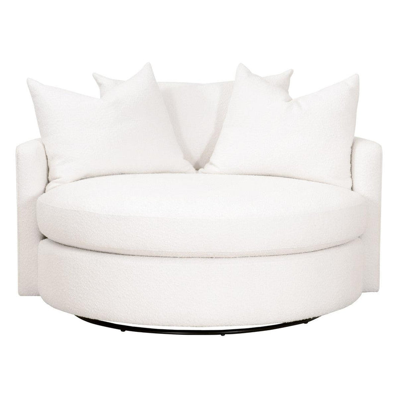 Oversized White Boucle Swivel Chair And A Half Club Chairs LOOMLAN By Essentials For Living