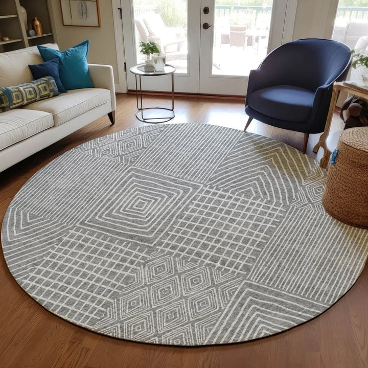 Owen Grey Washable Indoor-Outdoor Rug-Outdoor Rugs-LOOMLAN Rugs-LOOMLAN