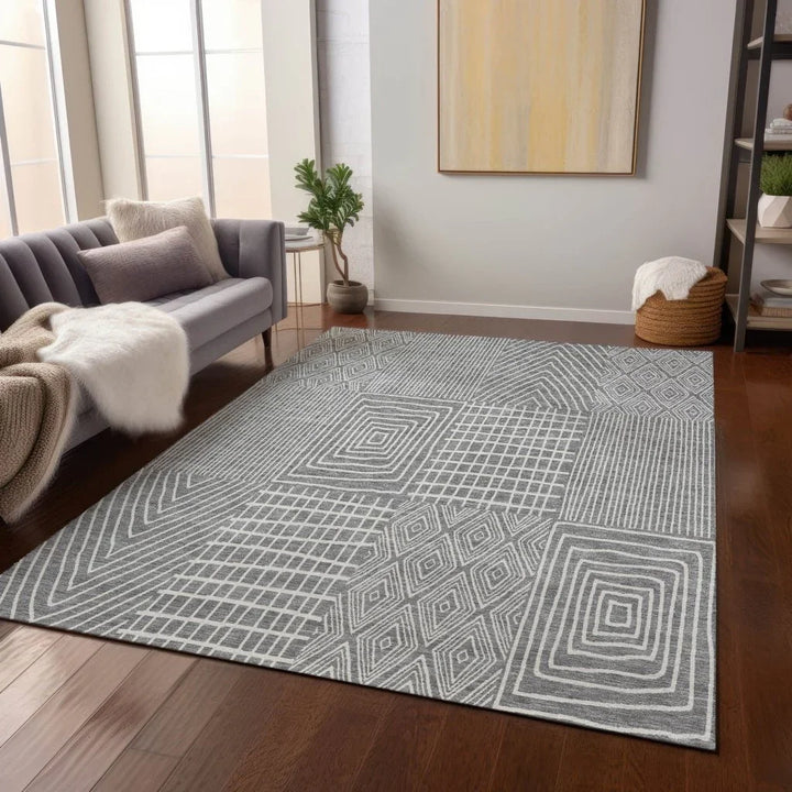 Owen Grey Washable Indoor-Outdoor Rug-Outdoor Rugs-LOOMLAN Rugs-LOOMLAN