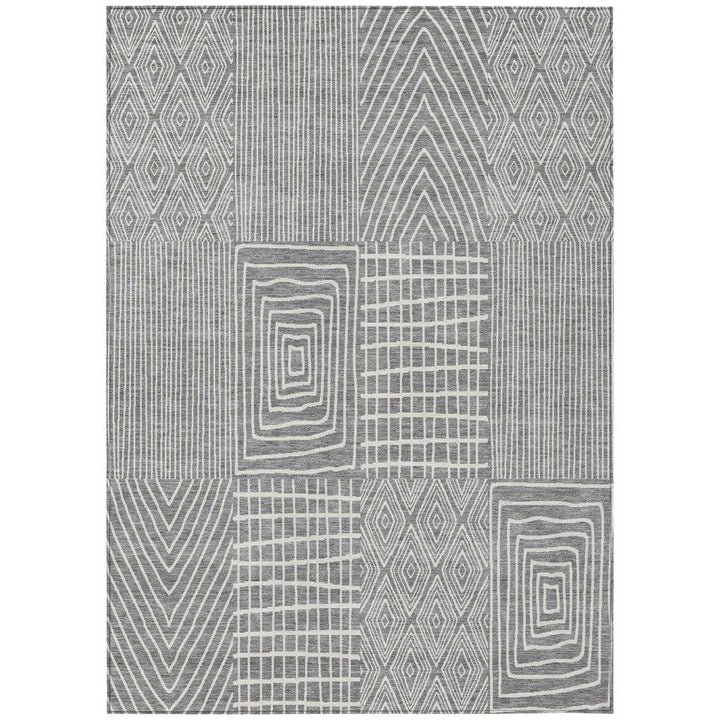 Owen Grey Washable Indoor-Outdoor Rug-Outdoor Rugs-LOOMLAN Rugs-2'6" x 3'10"-LOOMLAN