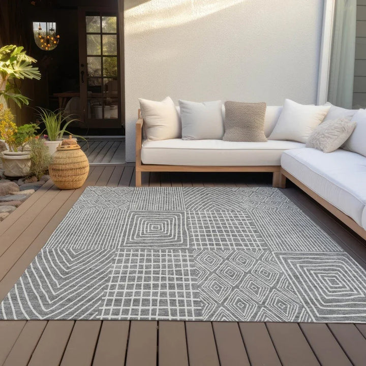 Owen Grey Washable Indoor-Outdoor Rug-Outdoor Rugs-LOOMLAN Rugs-LOOMLAN