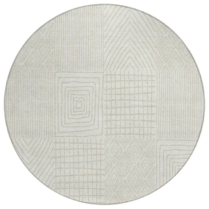 Owen Ivory Washable Indoor-Outdoor Rug-Outdoor Rugs-LOOMLAN Rugs-8' x 8'-LOOMLAN