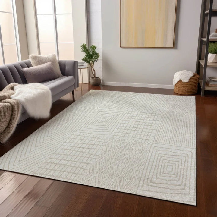 Owen Ivory Washable Indoor-Outdoor Rug-Outdoor Rugs-LOOMLAN Rugs-LOOMLAN