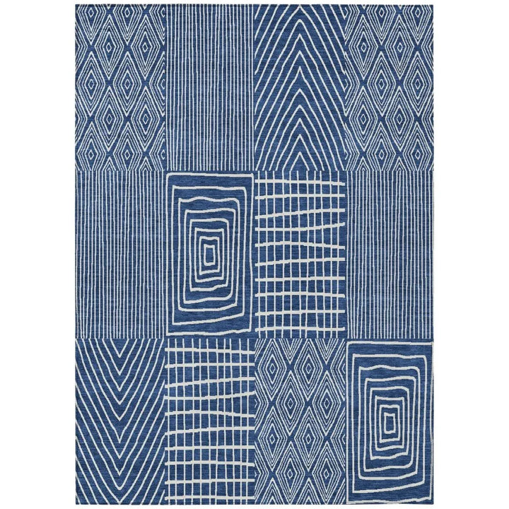 Owen Navy Washable Indoor-Outdoor Rug-Outdoor Rugs-LOOMLAN Rugs-2'6" x 3'10"-LOOMLAN