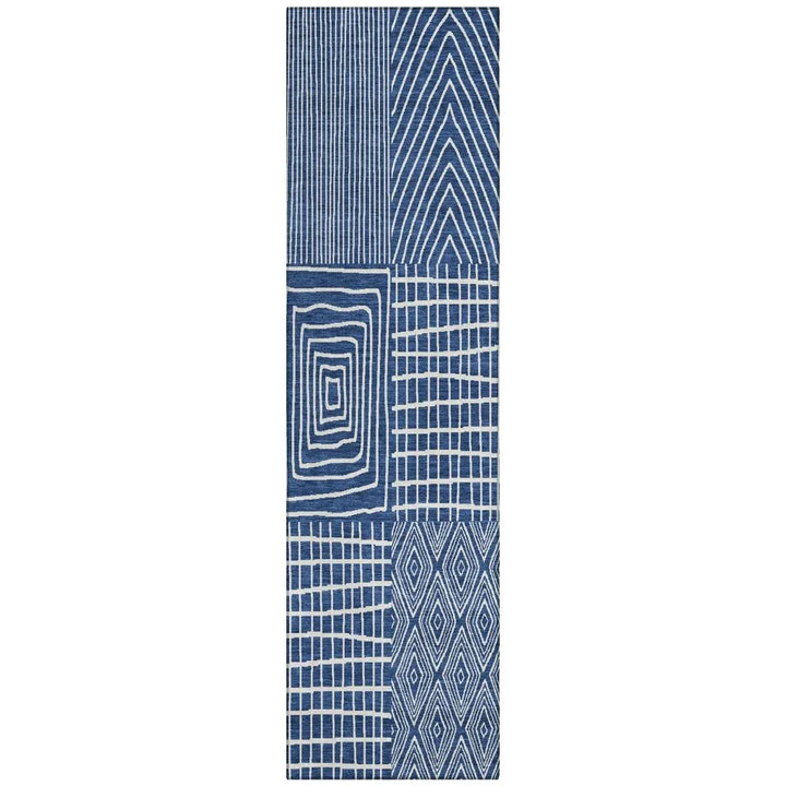 Owen Navy Washable Indoor-Outdoor Rug-Outdoor Rugs-LOOMLAN Rugs-2'3" x 7'6"-LOOMLAN