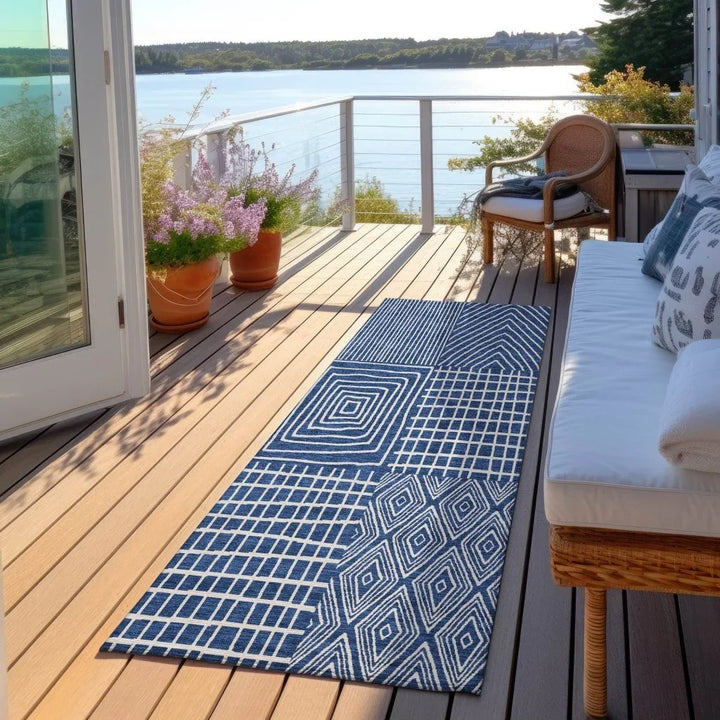 Owen Navy Washable Indoor-Outdoor Rug-Outdoor Rugs-LOOMLAN Rugs-LOOMLAN