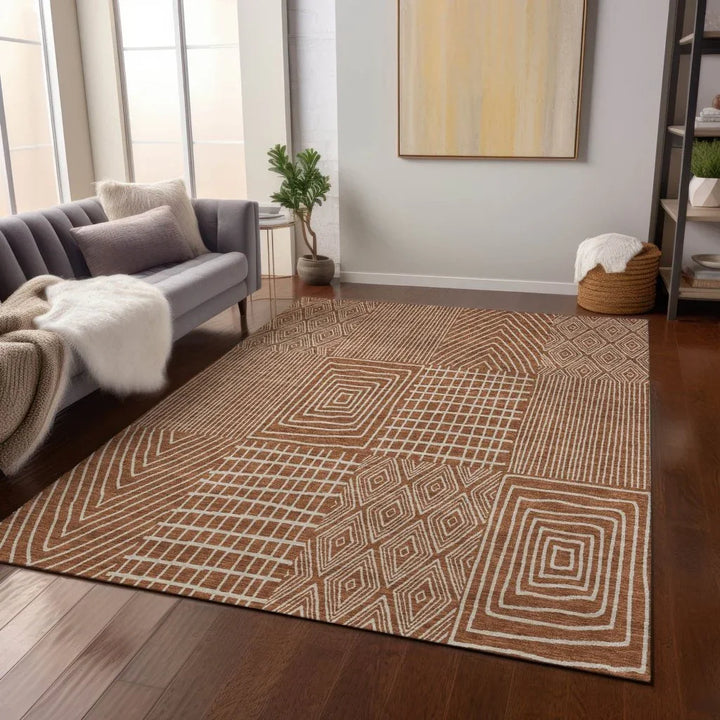 Owen Orange Washable Indoor-Outdoor Rug-Outdoor Rugs-LOOMLAN Rugs-LOOMLAN