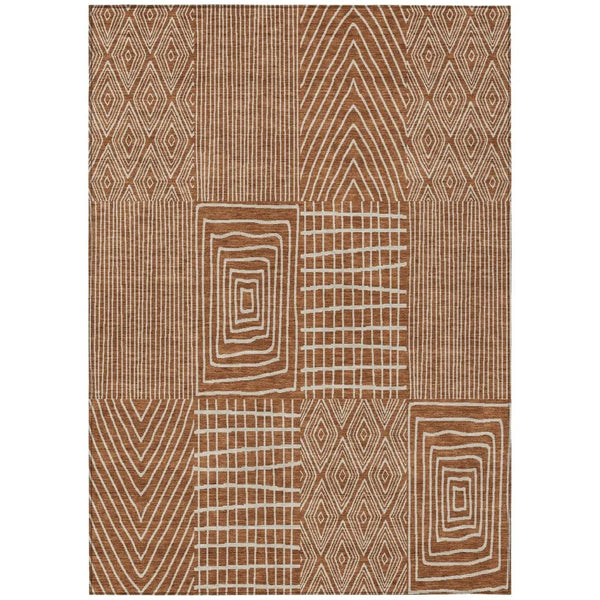 Owen Orange Washable Indoor-Outdoor Rug-Outdoor Rugs-LOOMLAN Rugs-2'6" x 3'10"-LOOMLAN