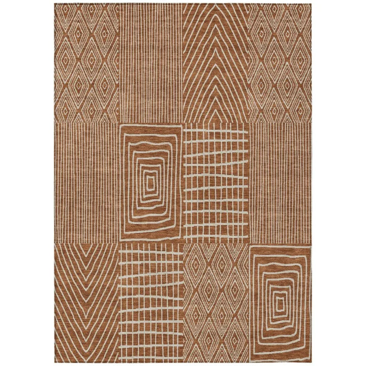Owen Orange Washable Indoor-Outdoor Rug-Outdoor Rugs-LOOMLAN Rugs-2'6" x 3'10"-LOOMLAN