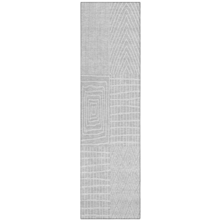 Owen Silver Washable Indoor-Outdoor Rug-Outdoor Rugs-LOOMLAN Rugs-2'3" x 7'6"-LOOMLAN