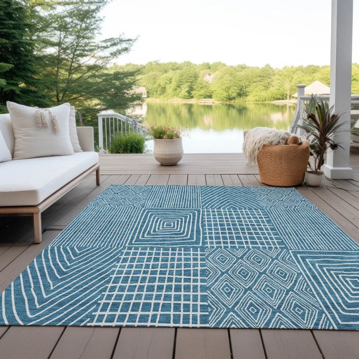 Owen Teal Washable Indoor-Outdoor Rug-Outdoor Rugs-LOOMLAN Rugs-LOOMLAN