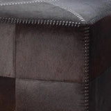 Ox Brown Square Leather Cowhide Ottoman - Large Ottomans LOOMLAN By Jamie Young