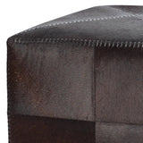 Ox Brown Square Leather Cowhide Ottoman - Large Ottomans LOOMLAN By Jamie Young