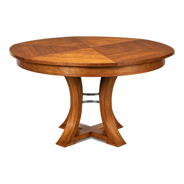 Oxford Jupe Extendable Round Dining Table Aged Tobacco-Dining Tables-Sarreid-LOOMLAN