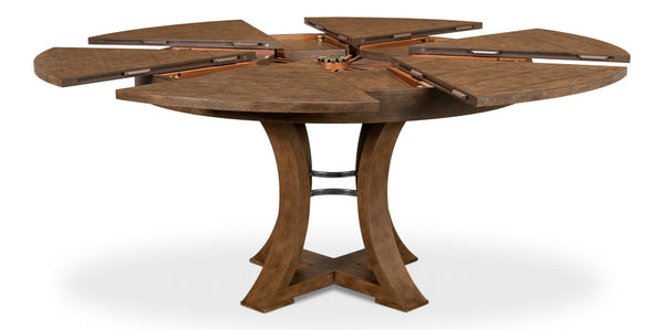 Oxford Jupe Extendable Round Dining Table Muted Fossil-Dining Tables-Sarreid-LOOMLAN