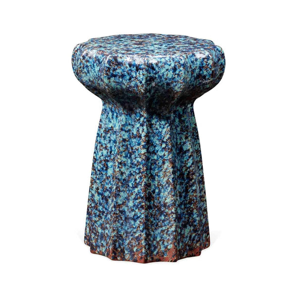 Oyster Light Blue Ceramic Indoor or Outdoor Modern Side Table Outdoor Accessories LOOMLAN By Jamie Young