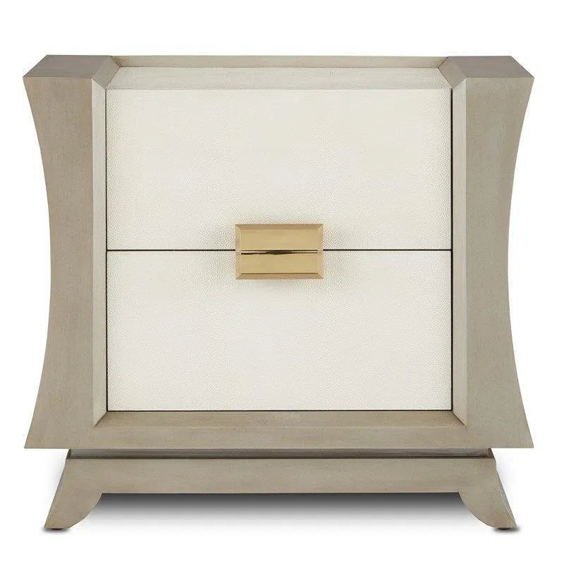 Oyster Shagreen Polished Brass Koji Cabinet With Drawers Accent Cabinets LOOMLAN By Currey & Co