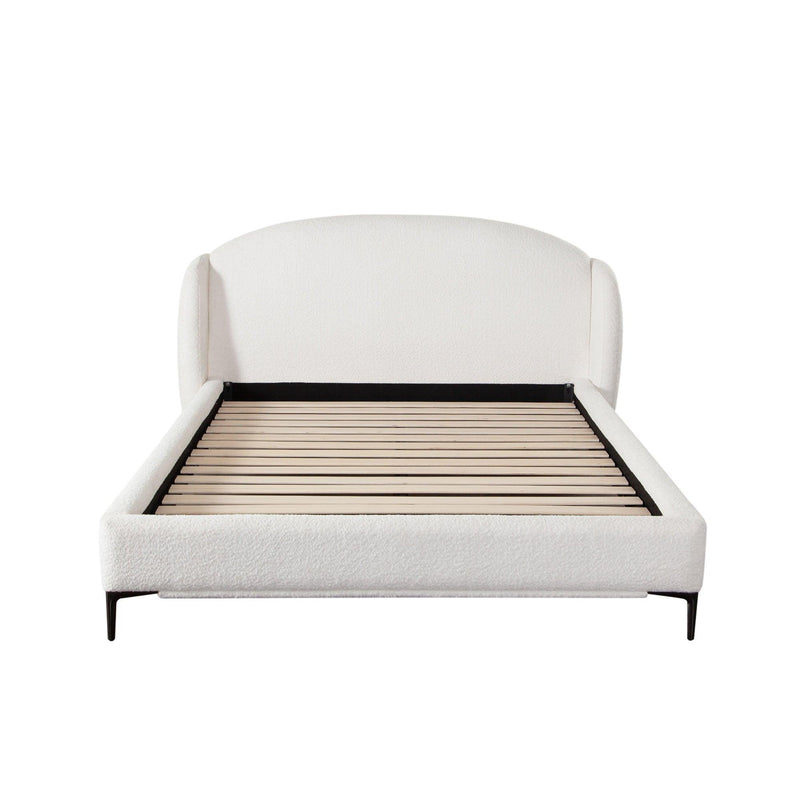 Path Metal and Oslo Ivory Fabric Low Profile Eastern King Bed
