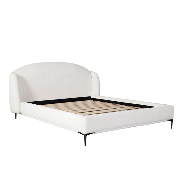 Path Metal and Oslo Ivory Fabric Low Profile Queen Bed